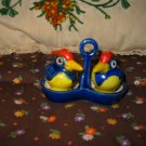 Vintage Bird with Holder / Tray 3 Piece Salt and Pepper Shakers Very Nice
