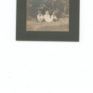 Vintage Photograph Three Young Children On Grass By Trees Mounted On Card Stock
