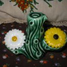 Vintage 3 Piece Cactus With Flowers Salt and Pepper Shakers Very Nice Flower Set
