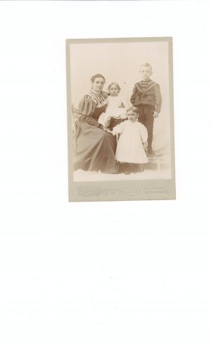 Vintage Photograph Mother With 3 Three Children On Card Stock