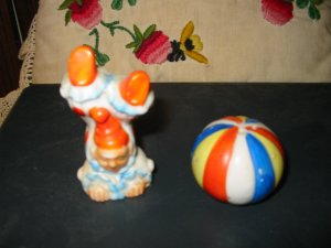 Clown And Ball Salt And Pepper Shakers Vintage