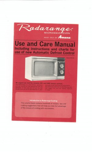 Amana Radarange Microwave Oven Model RR 4D Manual
