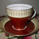 Cup And Saucer Red & Beige With Gold Trim by Royal Grafton Bone China England
