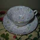 Cup And Saucer Purple Floral With Gold Trim Grosvenor China England