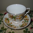 Cup And Saucer Queen Anne Yellow Flowers Gold Trim 8606 Made England