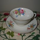 Cup And Saucer Pink And Blue Flowers Gold Trim Charm House