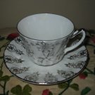 Cup And Saucer Elegant Silver Flowers Delphine England