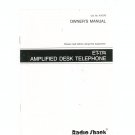 Radio Shack ET 174 Amplified Desk Phone Owners Manual ET-174