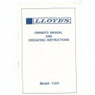 Lloyds Model V321 Owners Manual V 321