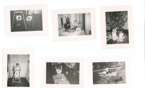 Vintage Photograph Lot Of 6 Assorted Children Baby Christmas Birthday Buggy Plus B&W