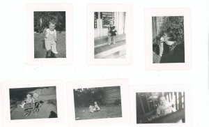 Vintage Photograph Lot Of 6 Assorted Child Baby Wash Tub Crib Rocking Horse Plus B&W