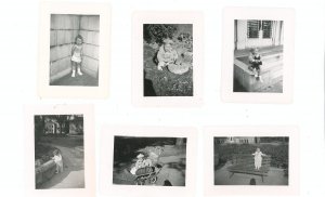 Vintage Photograph Lot Of 6 Assorted Child Baby Bench Stroller  Stuffed Animal Plus B&W