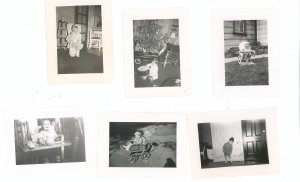 Vintage Photograph Lot Of 6 Assorted Child Baby Stroller Christmas Drum High Chair Plus B&W