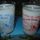 Lot of 2 Souvenir South Of The Border Large Shot Glass Red & Blue