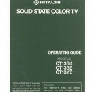 Hitachi Solid State Color TV CT1334 CT1336 CT13Y6 Owners Manual Instructions Not PDF