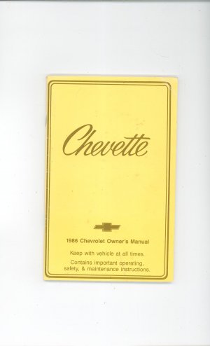 1986 Chevrolet Chevette Owners Manual