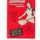 Sunbeam Controlled Heat Automatic Frypan Cookbook Manual Vintage