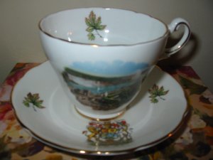 Cup And Saucer Souvenir Canada Gold Trim  Made In England