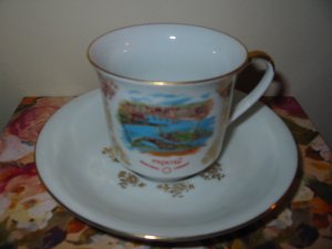 Cup And Saucer Souvenir Expo 67 Montreal Canada Vintage Gold Trim Western Germany