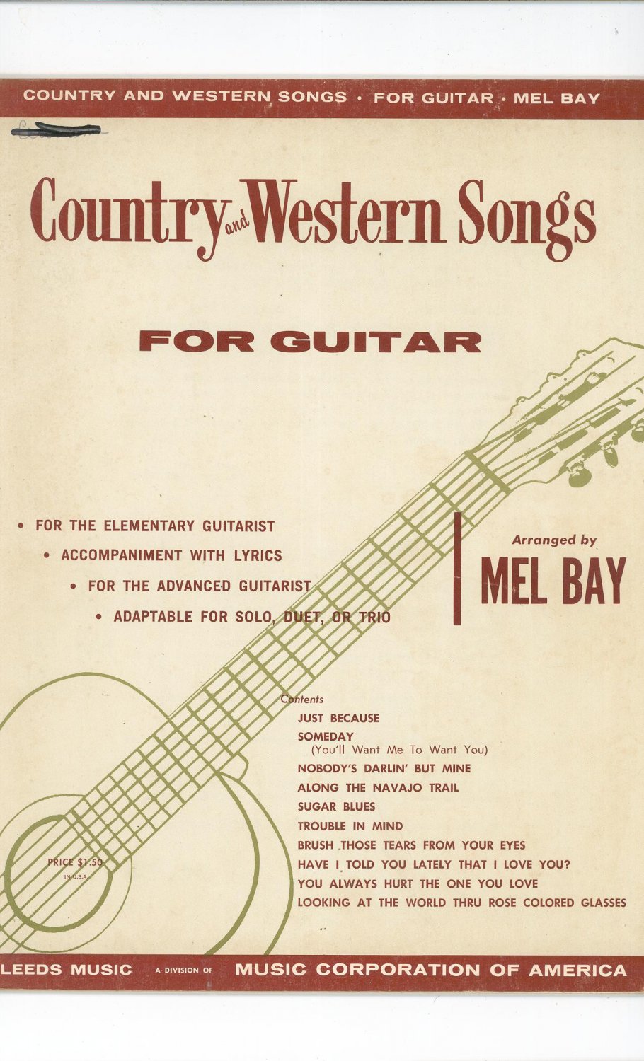 Country And Western Songs For Guitar By Mel Bay Vintage Leeds Music