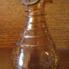 Crackle Glass Amber Fluted Vase With Snake Hand Blown