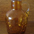 Crackle Glass Amber / Gold Jug With Clear Applied Handle  Hand Blown