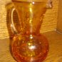 Crackle Glass Pitcher Amber / Gold With Clear Applied Handle Hand Blown