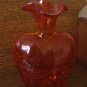 Crackle Glass Fluted Vase Orange  Hand Blown Awesome Color
