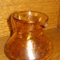 Crackle Glass Pitcher Amber / Gold  With Clear Applied Handle Hand Blown