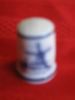 Dutch Windmill Thimble By Royal Mosa China Holland With Information Card