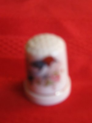 Bird With Pink Flowers Thimble