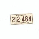 Vintage 1953 Mississippi Miniature License Plate General Mills ?