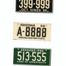 Lot Of 3 1954 License Plates Miniature Mississippi Arizona Arkansas General Mills