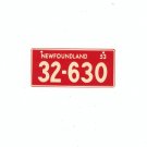 1953 Newfoundland License Plate Miniature General Mills