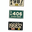 Lot Of 3 1954 License Plates Miniature Connecticut Utah Delaware General Mills