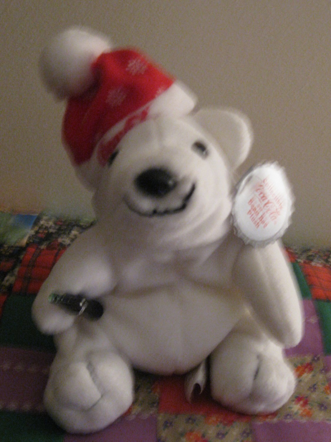 Coca Cola Polar Bear In Snowflake Cap Bean Bag Plush 0104  With Tag