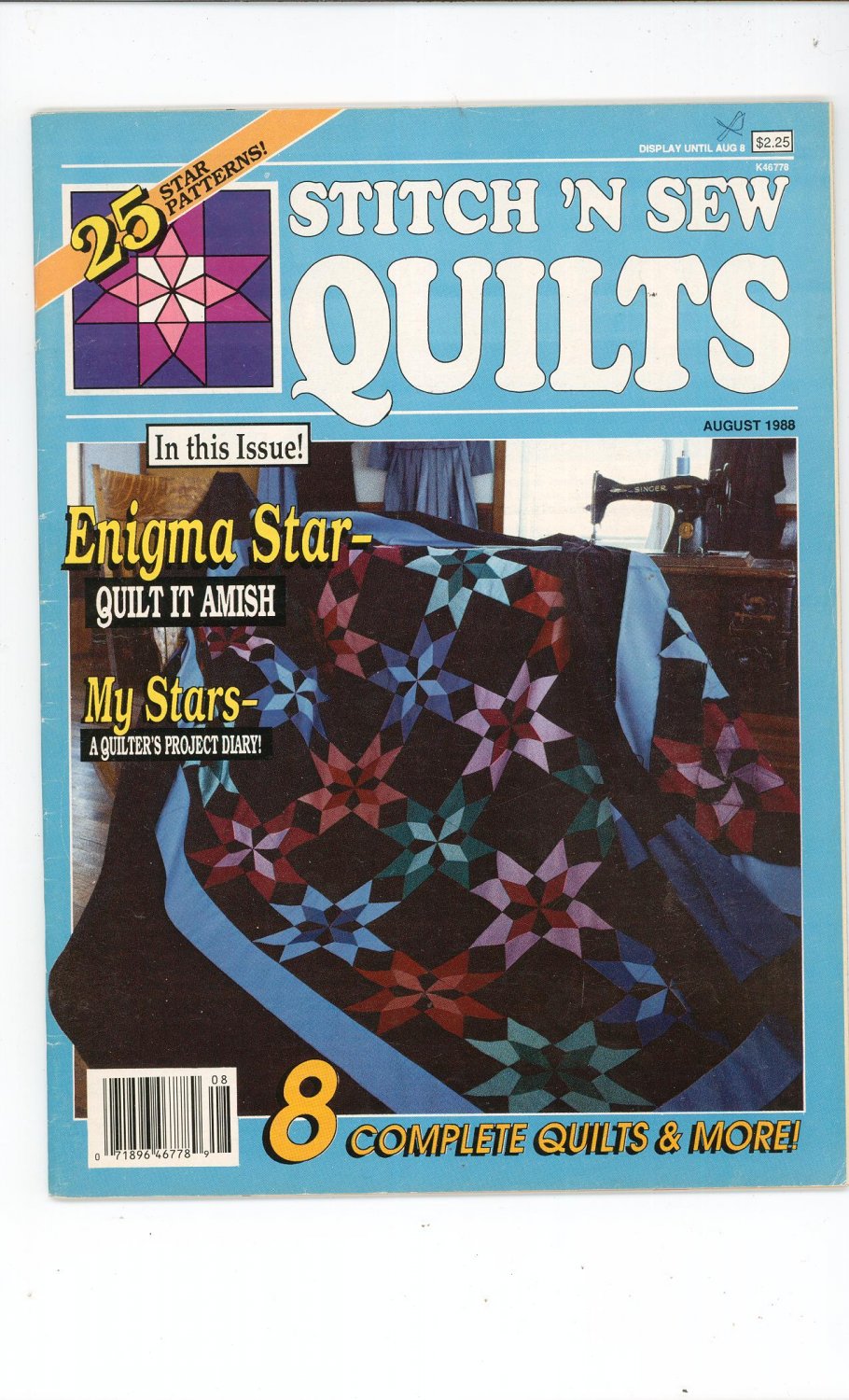 Stitch N Sew Quilts Back Issue August 1988 25 Star Patterns