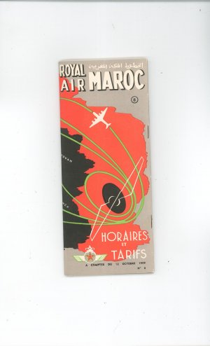 Vintage Royal Air Maroc Horaires Et Tarifs Octobre 1959 October  Travel Brochure / Guide