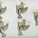 Lot Of 5 Brass Christmas Ornaments Metal Doves