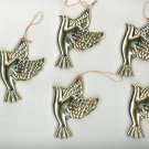 Lot Of 5 Brass Christmas Ornaments Metal Doves