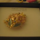 First Issue Pin / Brooch With Blue & Red Stone Liz Claiborne With Box