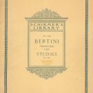 Schirmer's Library Vol. 136 Bertini Twenty Five Easy Studies Op. 100 Music Book Vintage