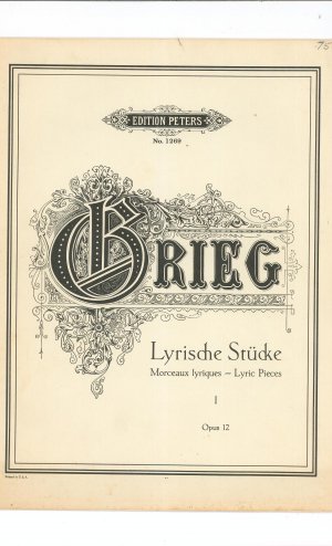 Vintage Lyrische Studke Morceaux Lyriques I Opus 12 Edition Peters No. 1269