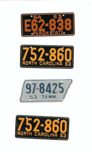 Lot Of 4 Assorted License Plates Miniature Georgia North Carolina Tennessee Vintage