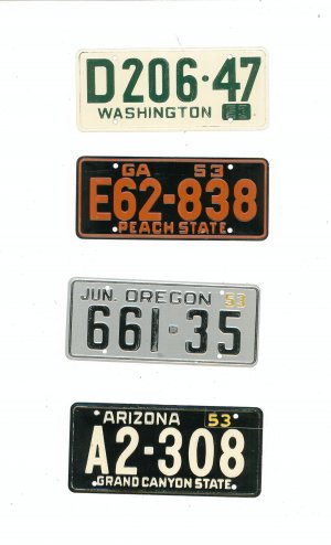 Lot Of 4 Assorted License Plates Miniature Washington Arizona Georgia Oregon Vintage