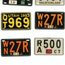 Lot Of 6 Assorted License Plates Miniature Delaware Utah Maine N.J. Plus Vintage