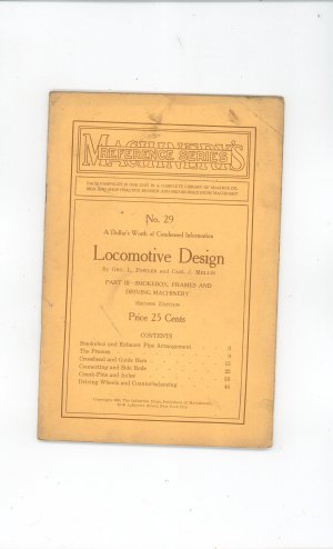 Machinery's Reference Series Number 29 Locomotive Design Part III Vintage