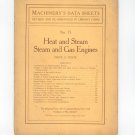 Machinery's Data Sheets Number 15 Heat & Steam Steam & Gas Engines Vintage