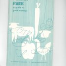 Family Fare A Guide To Good Nutrition Cookbook By USDA Bulletin No. 1 Vintage