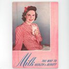 Vintage Milk The Way To Health & Beauty Cookbook By New York State 1939